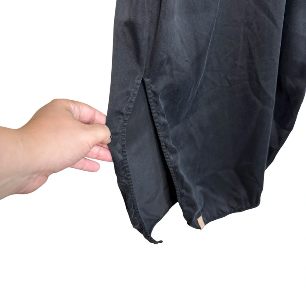 Lunya 100% Washable Silk Slip Dress Racer Back Black Midi Nightgown Sleep Sleek - Picture 10 of 12